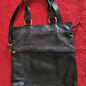 Garnet Hill 3-Way Convertible Leather Handbag Shoulder, Tote & Clutch